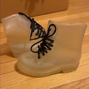 Transparent Lace-Up Boots with Black Laces